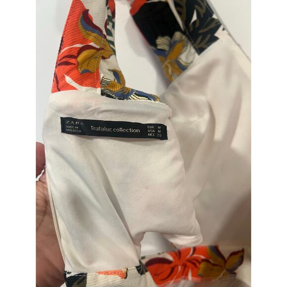 ZARA Tropical Floral Ruffle Sleeveless Cut Out Skort Playsuit Romper Dress M - Picture 7 of 8